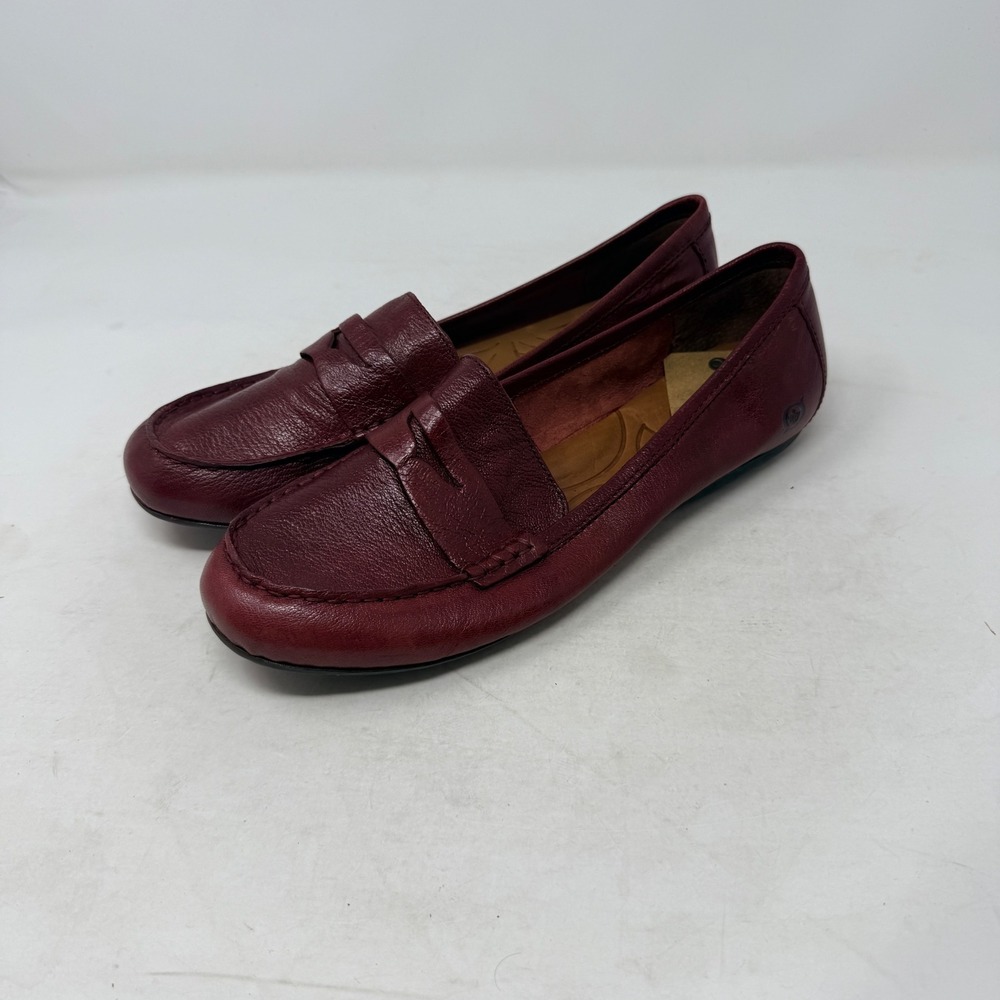 Born Penny Loafers Burgundy Size 10 Leather Slip On Driving Shoes Fall Fashion